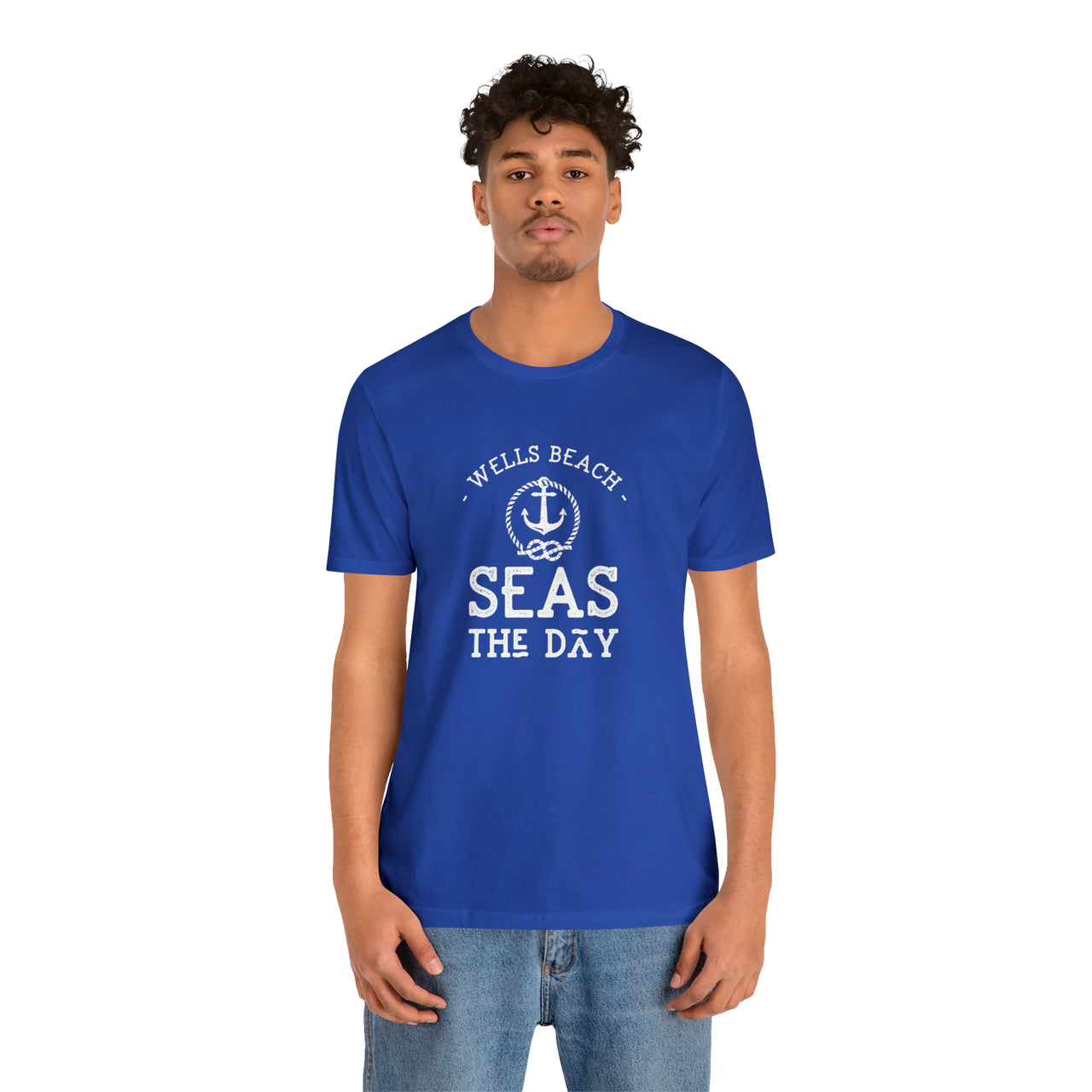 Personalized Unisex Weekend Tee, Seas The Day Print, True Royal 