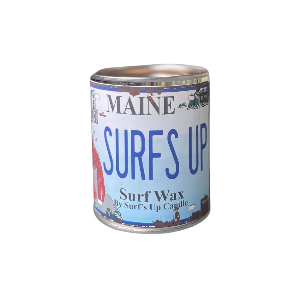 Maine License Plate Surf Wax Paint Can Candle Paint Can Candle Surf's Up Candle   