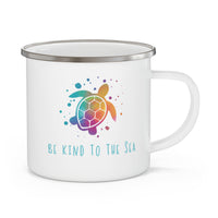 Thumbnail for Enamel Stainless Steel Beach Mug, Be Kind To The Sea