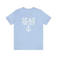 Thumbnail for Seas The Day Unisex Jersey Weekend Tee, Baby Blue