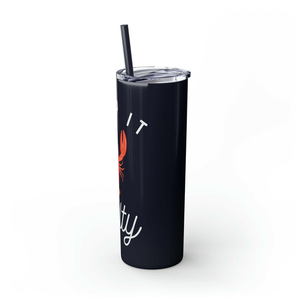 Skinny Tumbler with Straw, Keep It Salty, Black