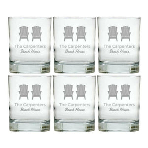 Personalized Nautical Glasses, Double Old Fashioned, Set of 6 Drinkware Sets Nautical Living