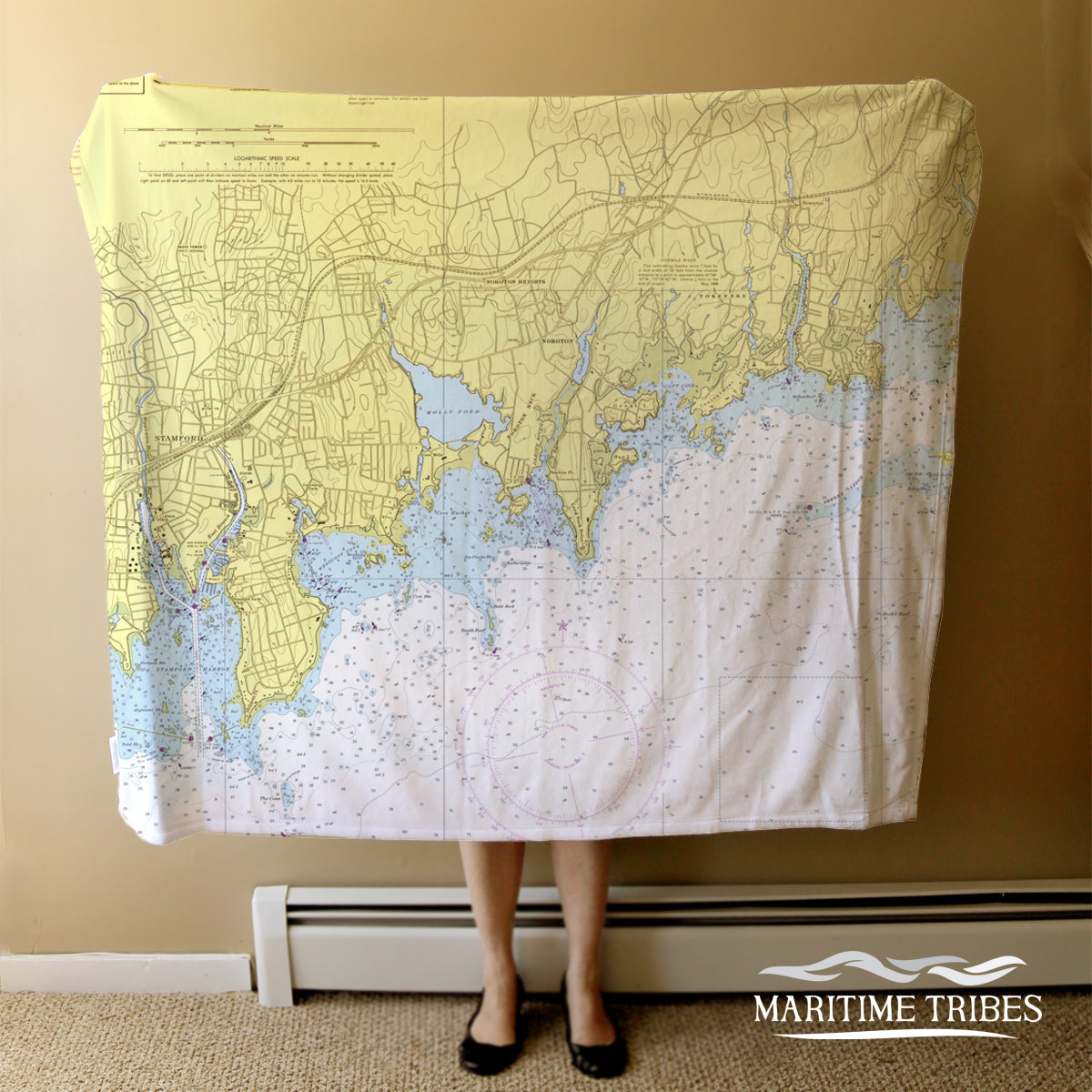 Nautical Chart Blankets, Connecticut Coastal Maps
