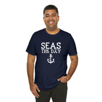 Thumbnail for Unisex Jersey Weekend Tee, Seas The Day Print, Turquoise, Navy