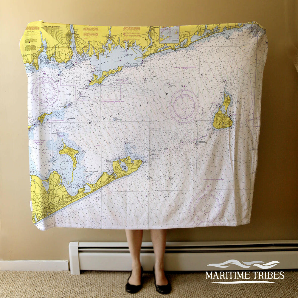 Nautical Chart Blankets, Connecticut Coastal Maps