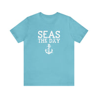 Thumbnail for Seas The Day Unisex Jersey Weekend Tee, Turquoise