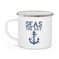 Thumbnail for Seas The Day White Enamel Stainless Steel Beach Mug