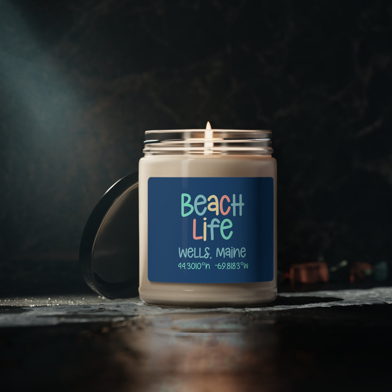 Longitude and Latitude Beach Life Personalized Soy Candle, 9oz, 4 Scents