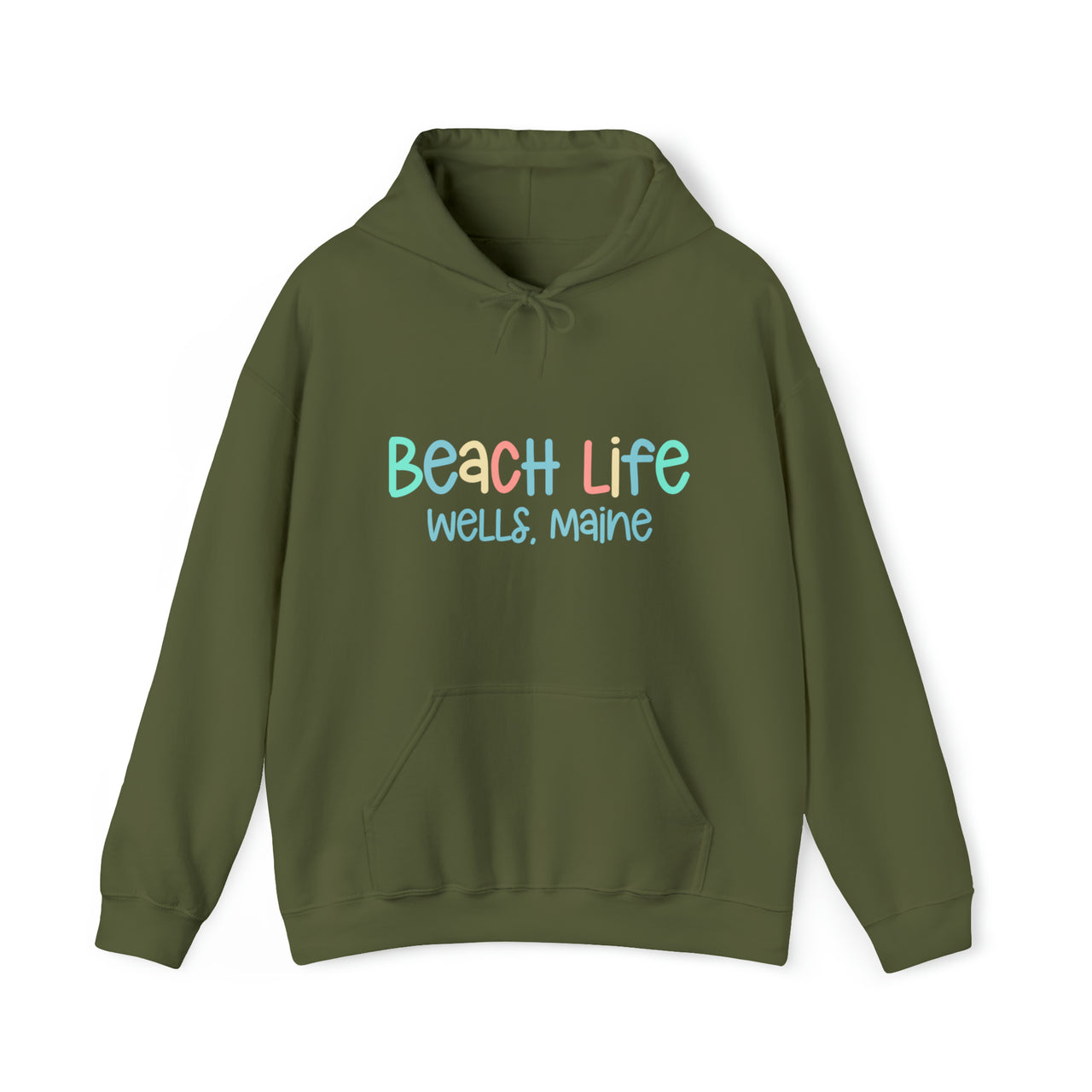 Beach Life Heavy Blend Hooded Sweatshirt, Personalized, Military Green