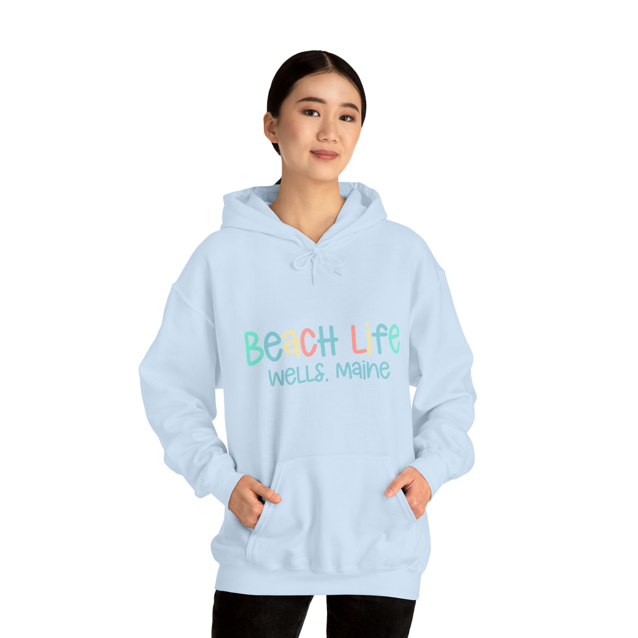 Beach Life Personalized Heavy Blend Light Blue Hooded Sweatshirt