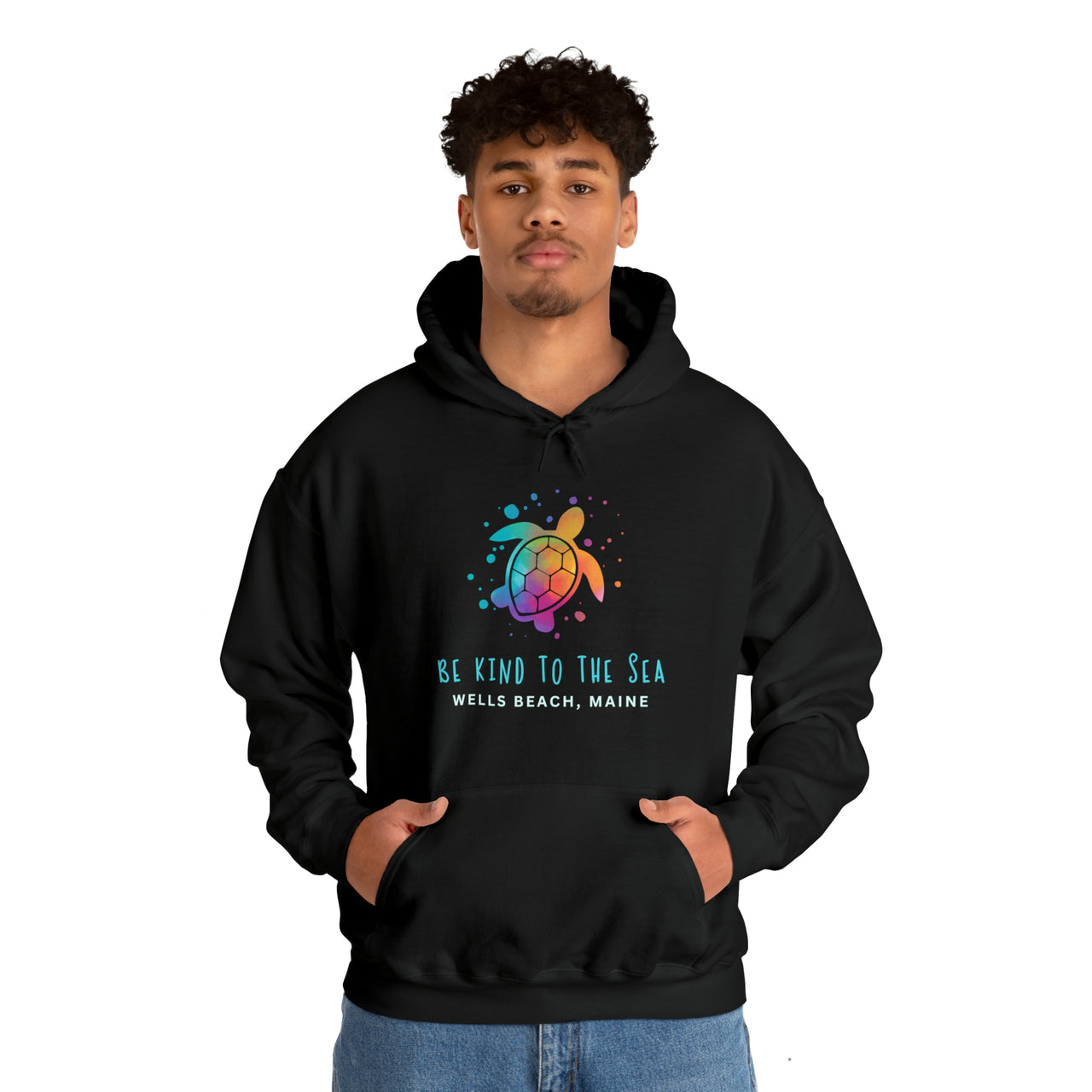Be Kind To The Sea Personalized Heavy Blend Black Hooded Sweatshirt