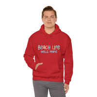 Thumbnail for Beach Life Personalized Heavy Blend Red Hooded Sweatshirt