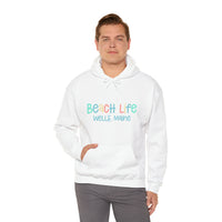 Thumbnail for Beach Life Personalized Heavy Blend White Hooded Sweatshirt