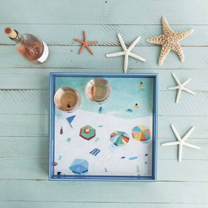 Aqua Beach Vista Square Tray, 15"