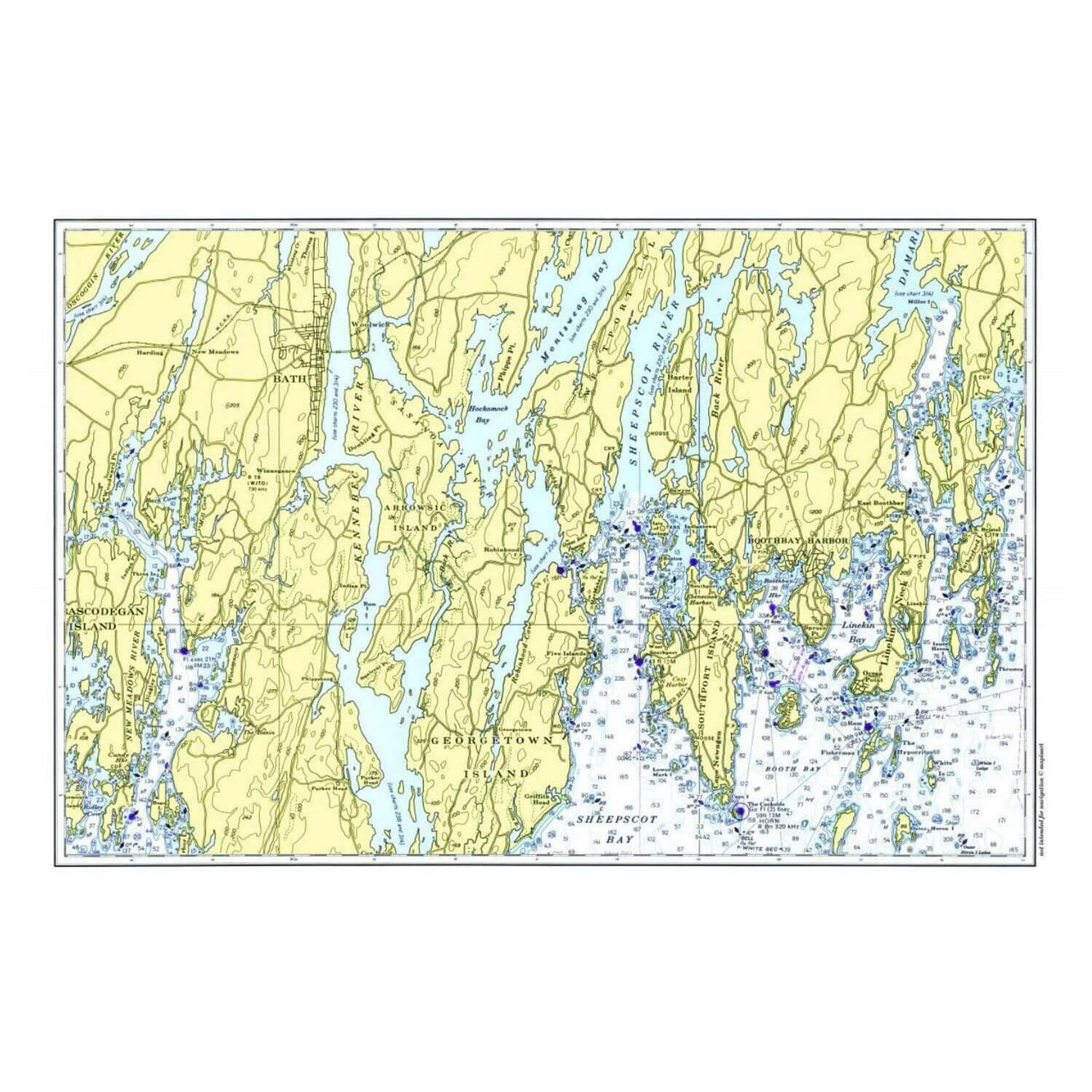 Nautical Chart Placemats, Locations in Maine