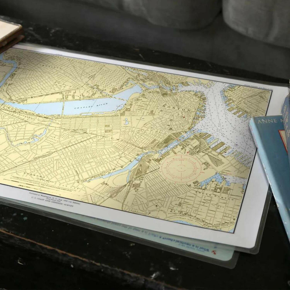 Nautical Chart Placemats, Locations in Massachusetts