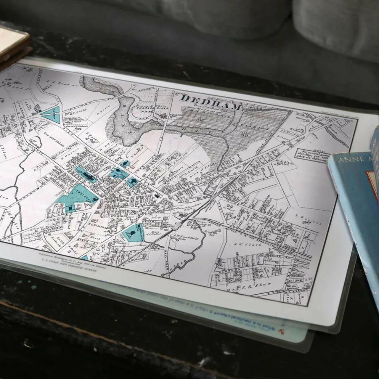 Nautical Chart Placemats, Locations in Massachusetts