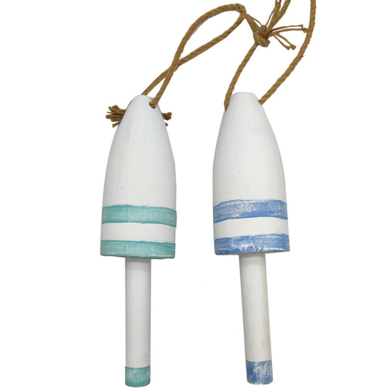 Distressed Wooden Buoys, Cool Blue and Sea Mist Green