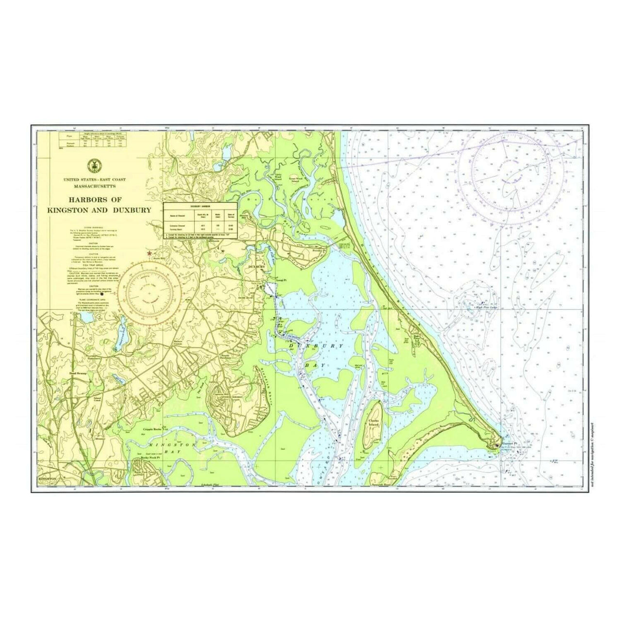 Nautical Chart Placemats, Locations in Massachusetts