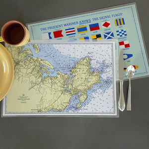 Nautical Chart Placemats, Locations in Massachusetts