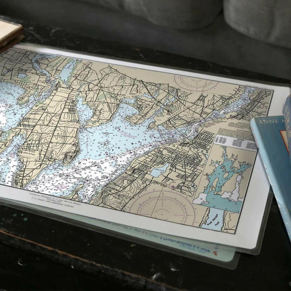 Nautical Chart Placemats, Locations in Massachusetts