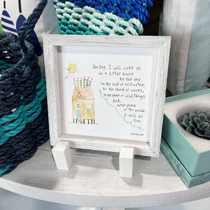 Coastal Decor Housewarming Gifts, Beach Inspired Gifts, Coastal Home Decor "Grace of the World"  8.25 x 8.25 Colorful Coastal Art, Reclaimed White Wood Frame