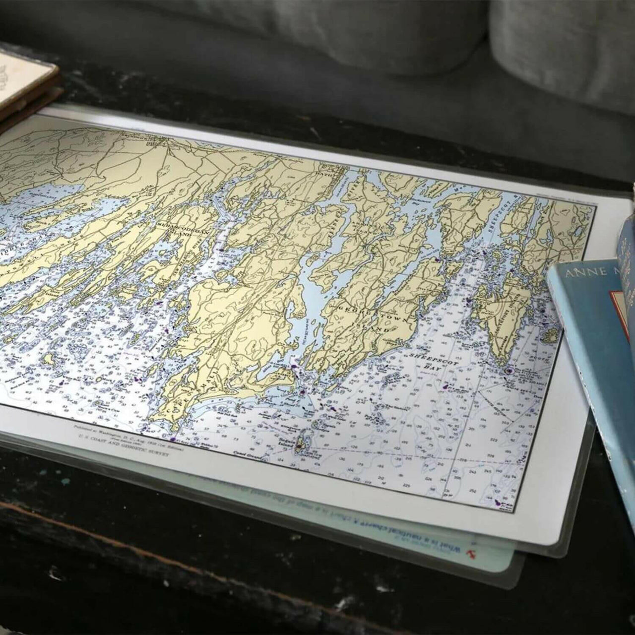 Nautical Chart Placemats, Locations in Maine