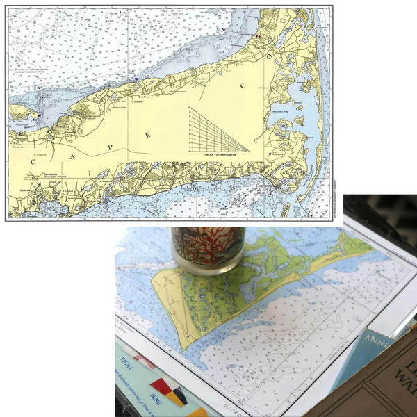 Nautical Chart Placemats, Locations in Massachusetts