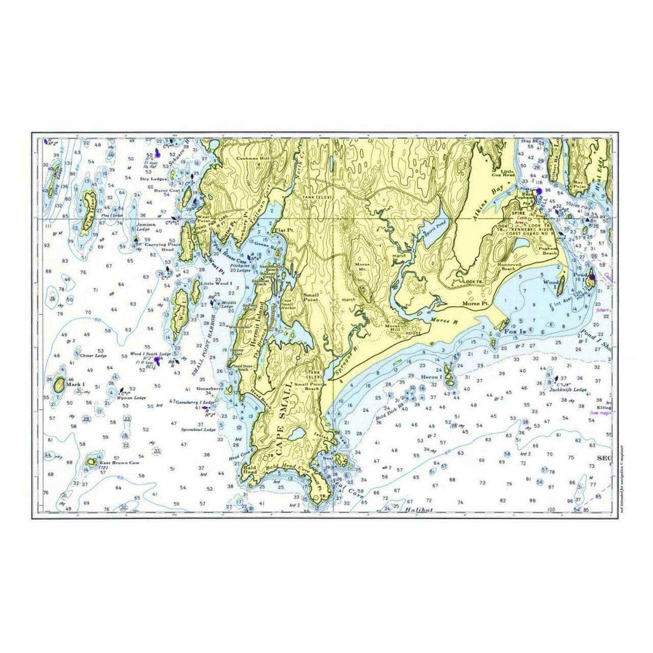 Nautical Chart Placemats, Locations in Maine