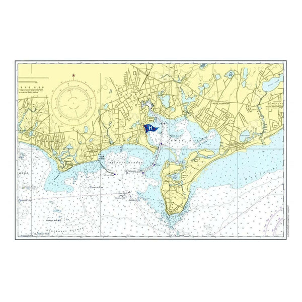 Nautical Chart Placemats, Locations in Massachusetts