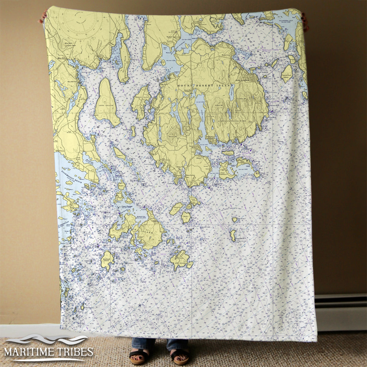 Nautical Chart Blankets, Maine Coastal Maps