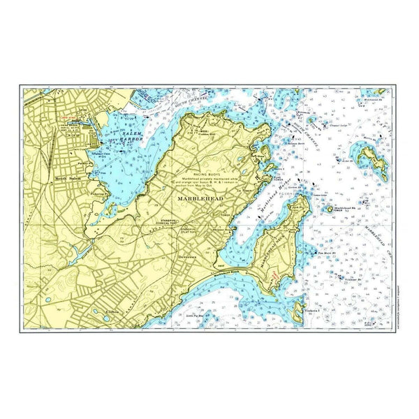 Nautical Chart Placemats, Locations in Massachusetts