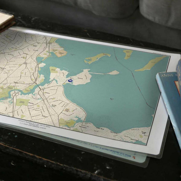Nautical Chart Placemats, Locations in Massachusetts