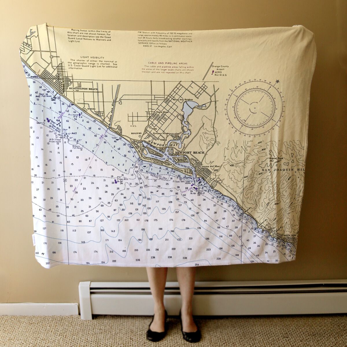 Nautical Chart Blanket, Locations in California