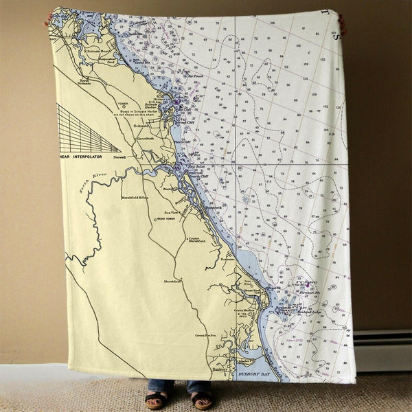 Nautical Chart Blanket, Locations in Massachusetts