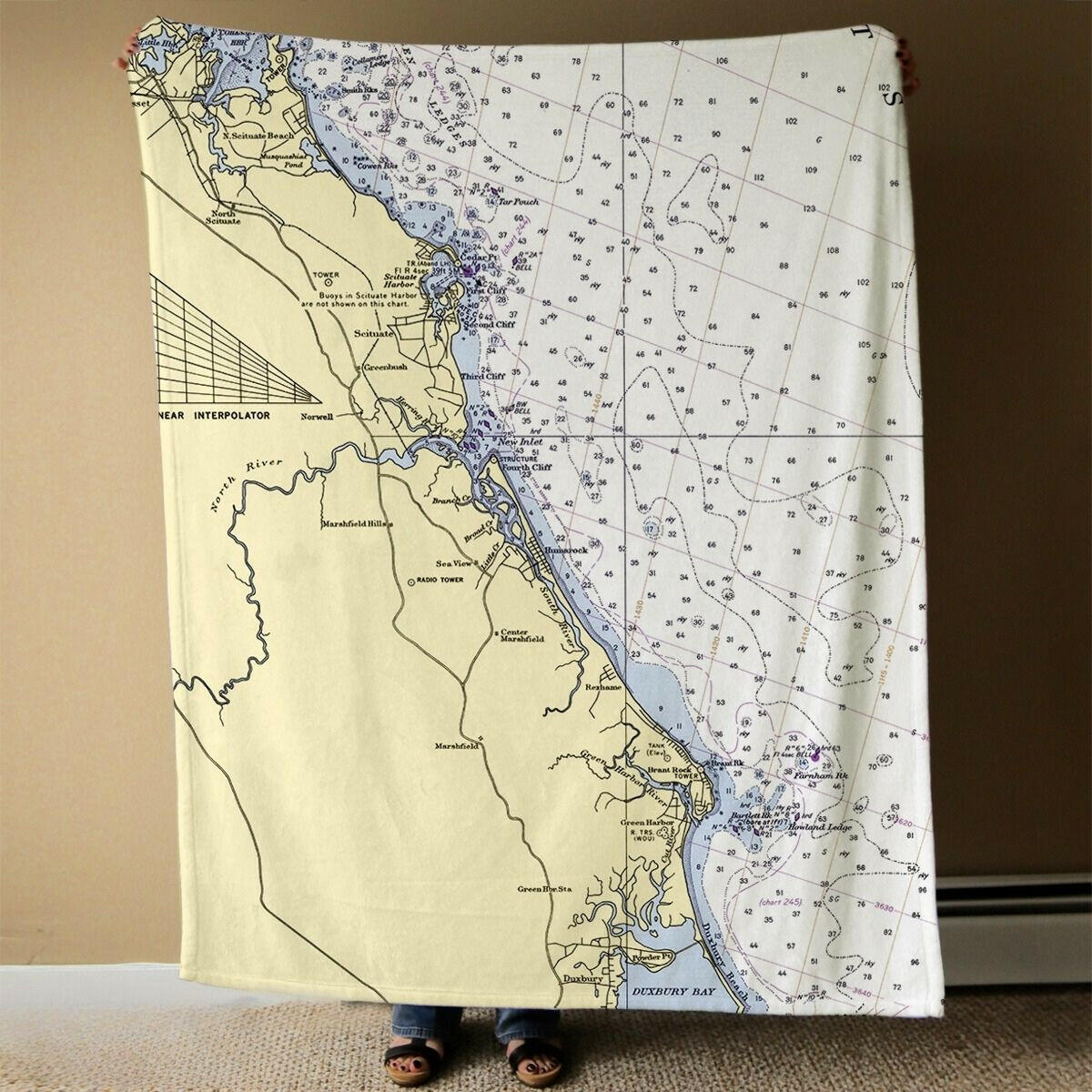 Nautical Chart Blanket, Locations in Massachusetts