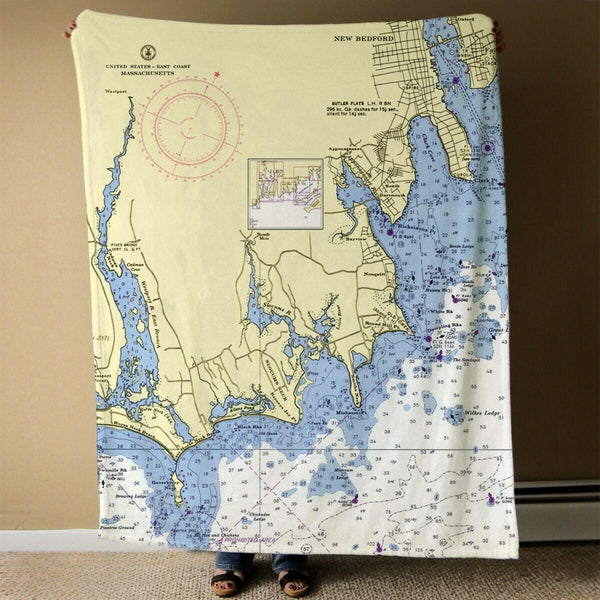Nautical Chart Blanket, Locations in Massachusetts