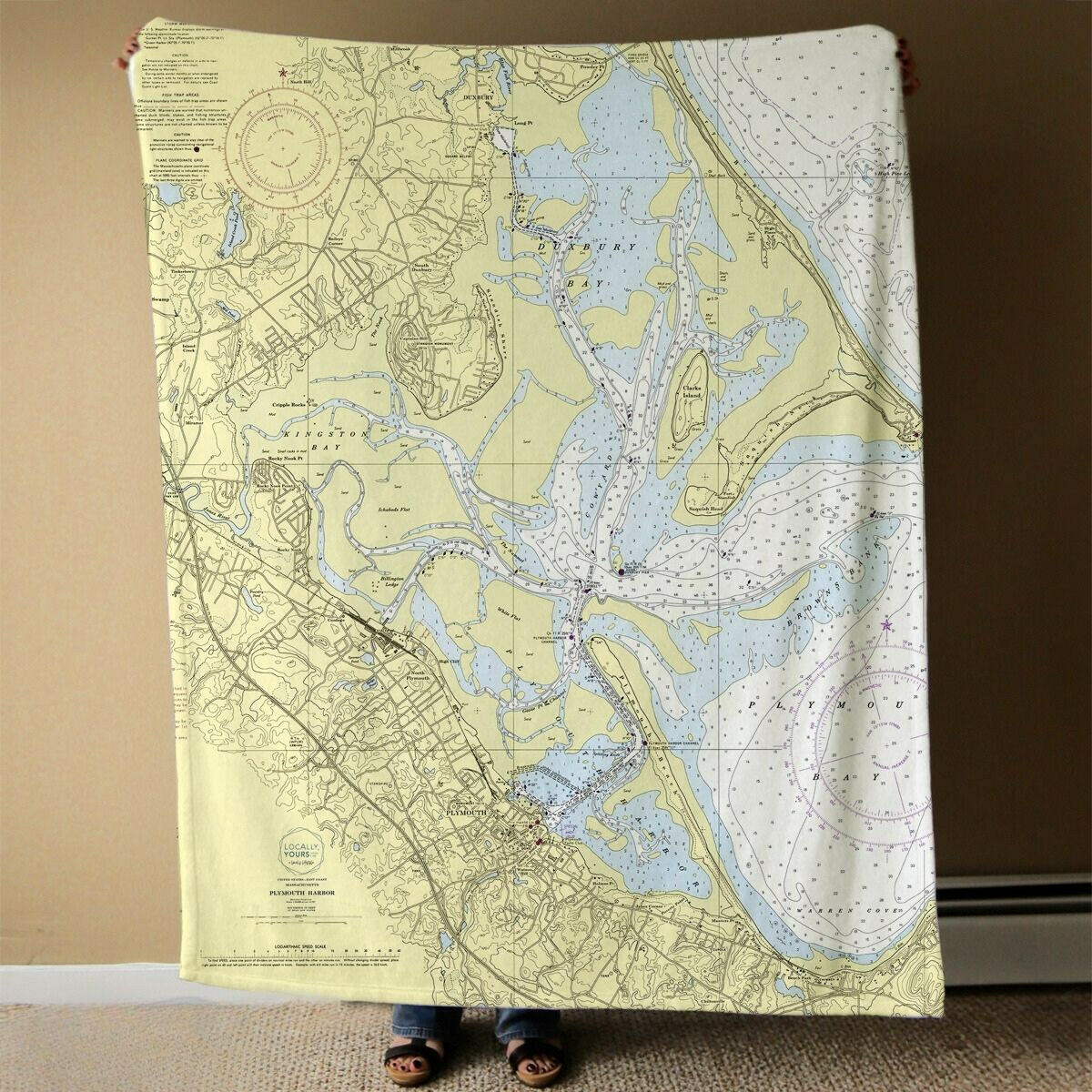 Nautical Chart Blanket, Locations in Massachusetts