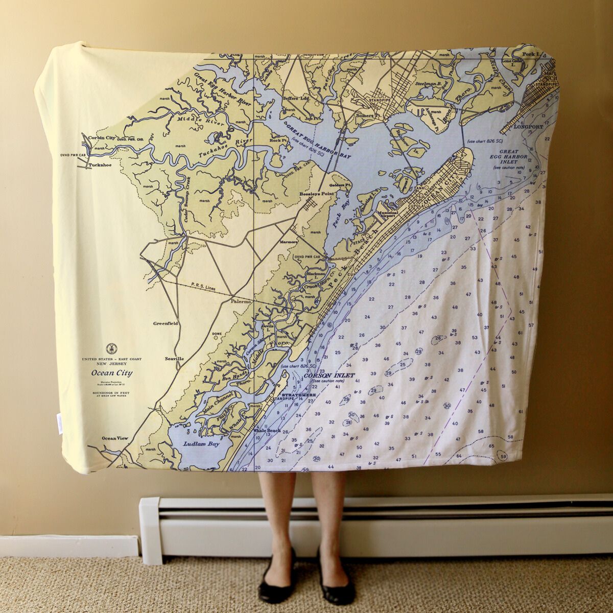 Nautical Chart Blanket, Locations in New Jersey