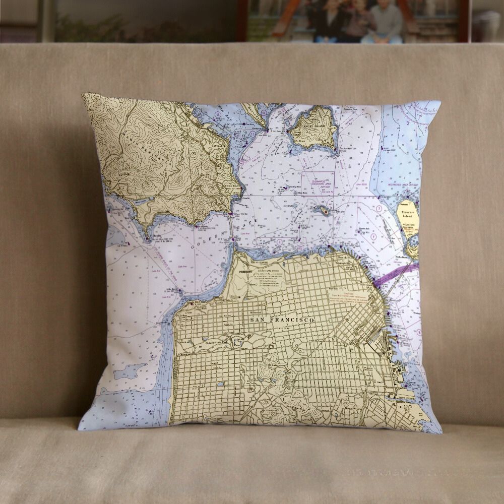 Nautical Chart Pillow, Locations in California