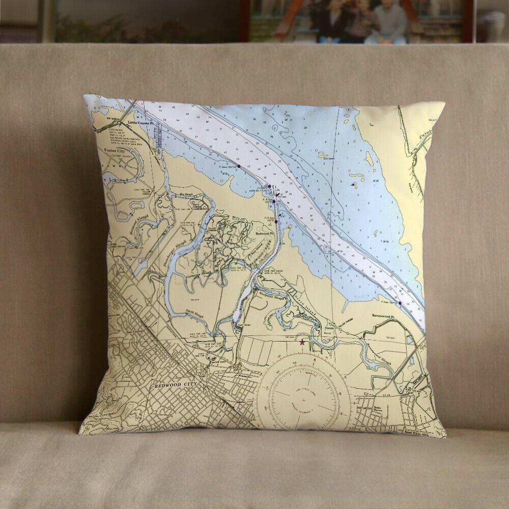 Nautical Chart Pillow, Locations in California