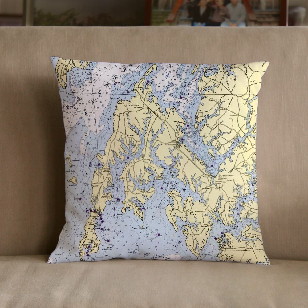 Nautical Chart Pillow, Locations in Maryland