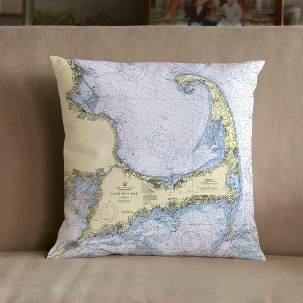 Nautical Chart Pillow, Locations in Massachusetts