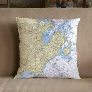 Nautical Chart Pillow, Locations in Massachusetts