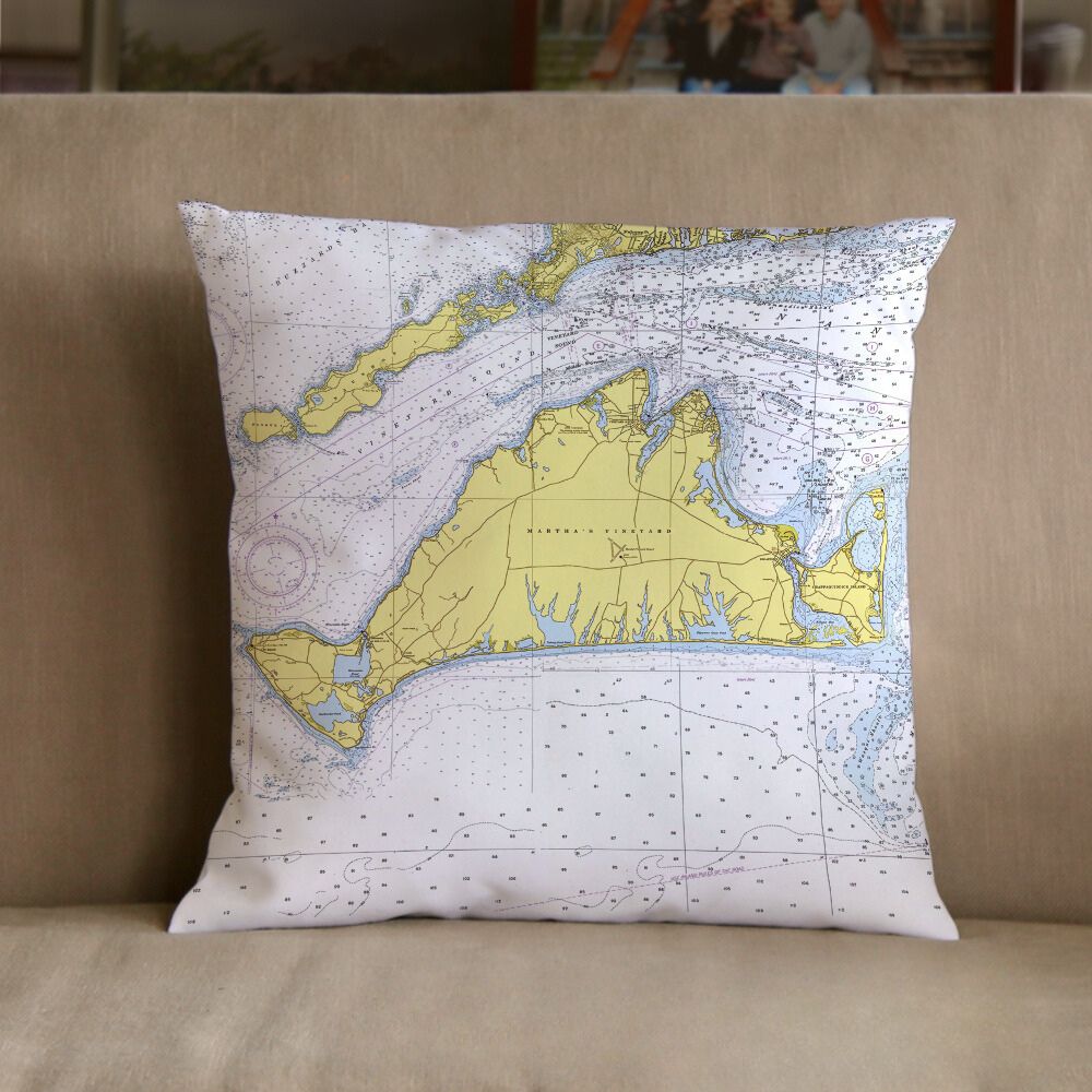 Nautical Chart Pillow, Locations in Massachusetts