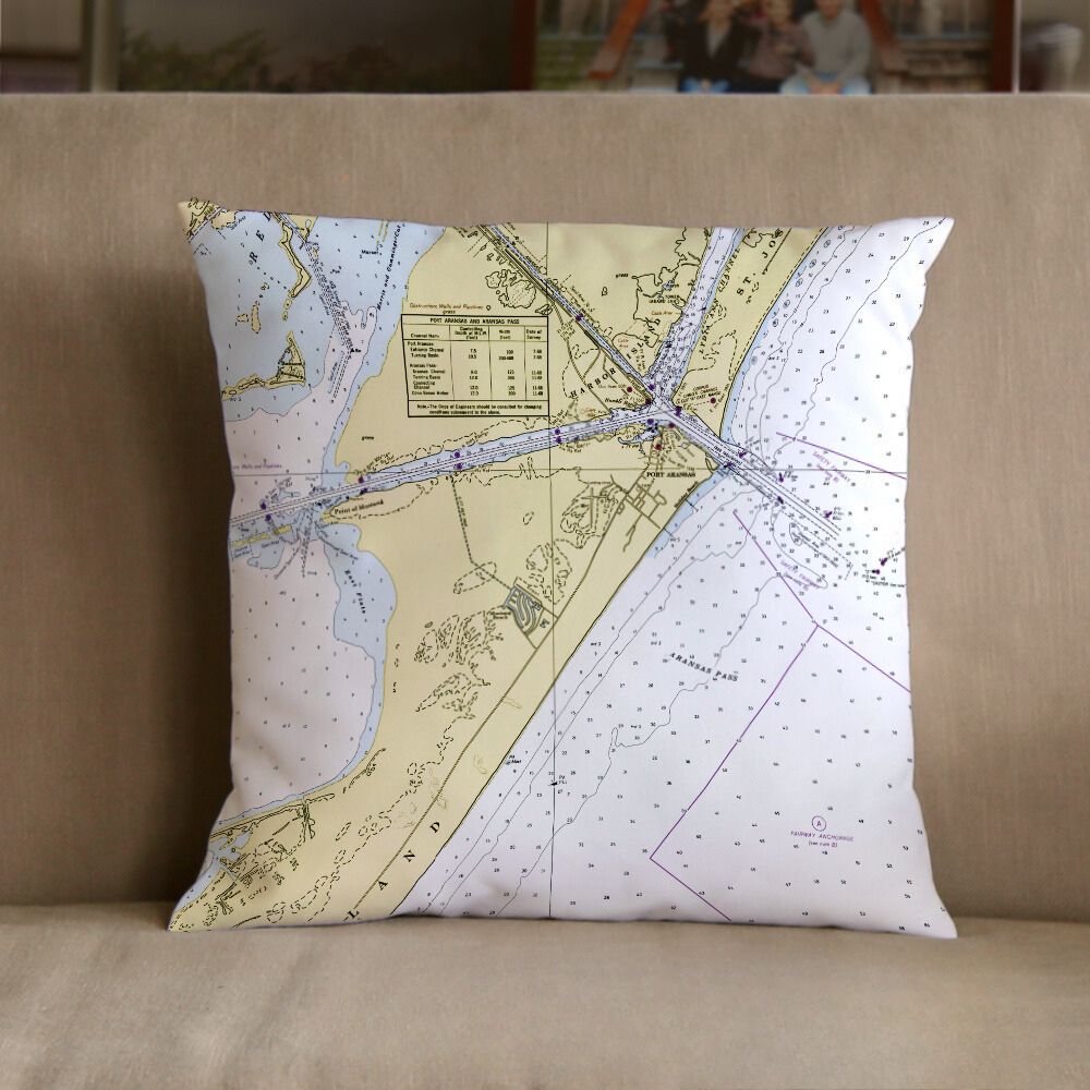 Nautical Chart Pillow, Locations in Texas