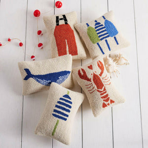 Coastal Throws & Pillows, Buoy Hook Accent Pillow, Navy Stripe, 8" x 12"