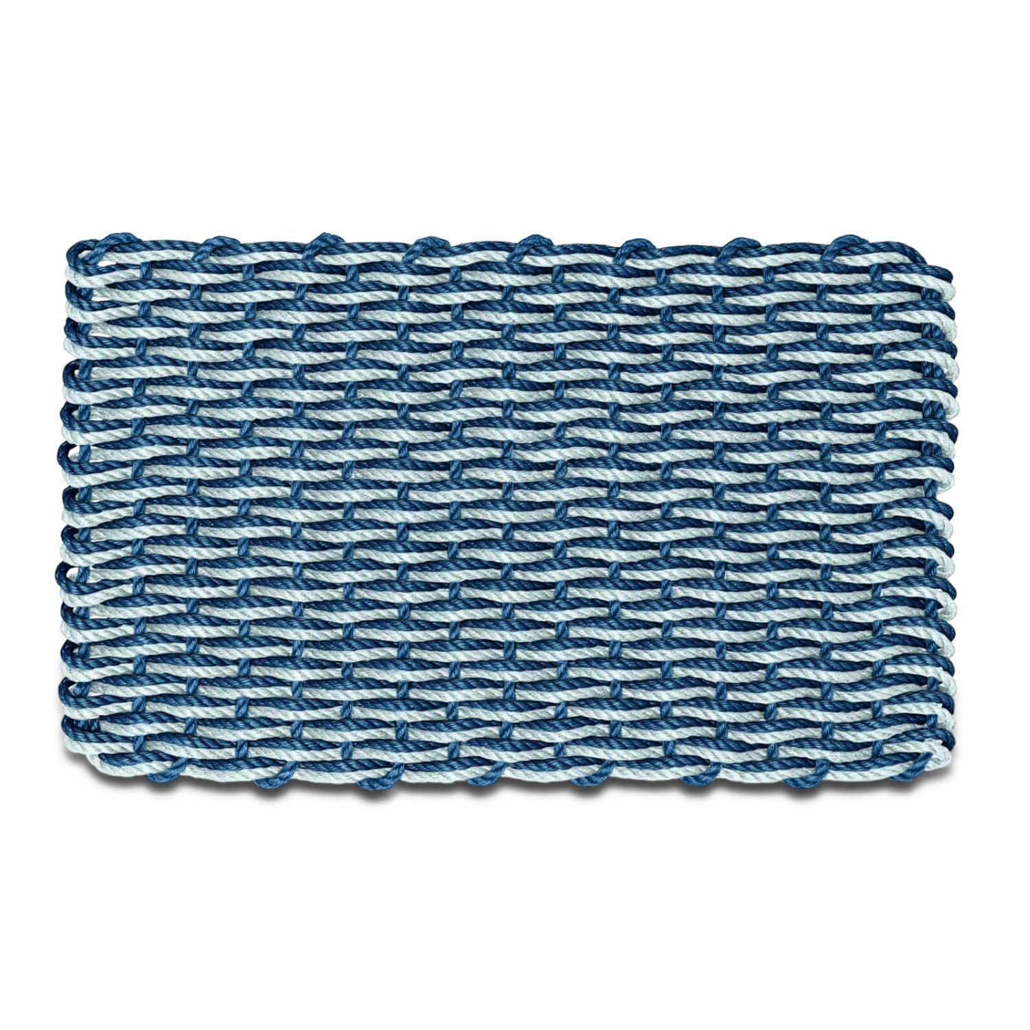 Navy & Seafoam Double Weave Doormat | Lobster Rope Mats | New