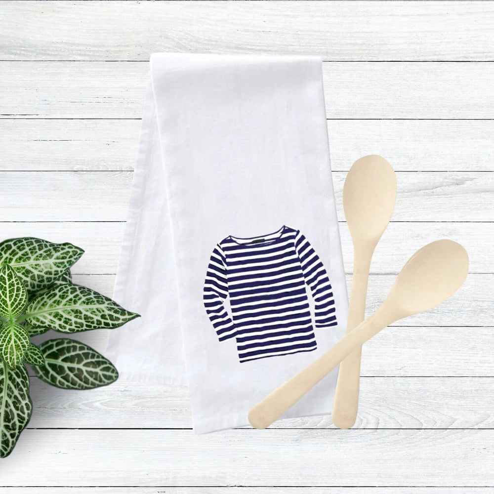 Preppy Striped Shirt Tea Towel, Nautical Cotton Kitchen Towel, 100% Cotton