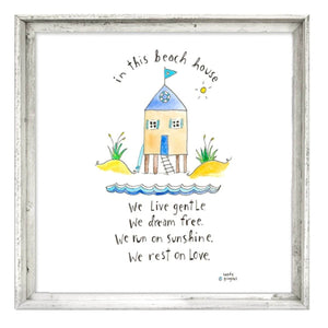 "Rest on Love..." 24.5 x 24.5 Coastal Art, Reclaimed White Wood Frame